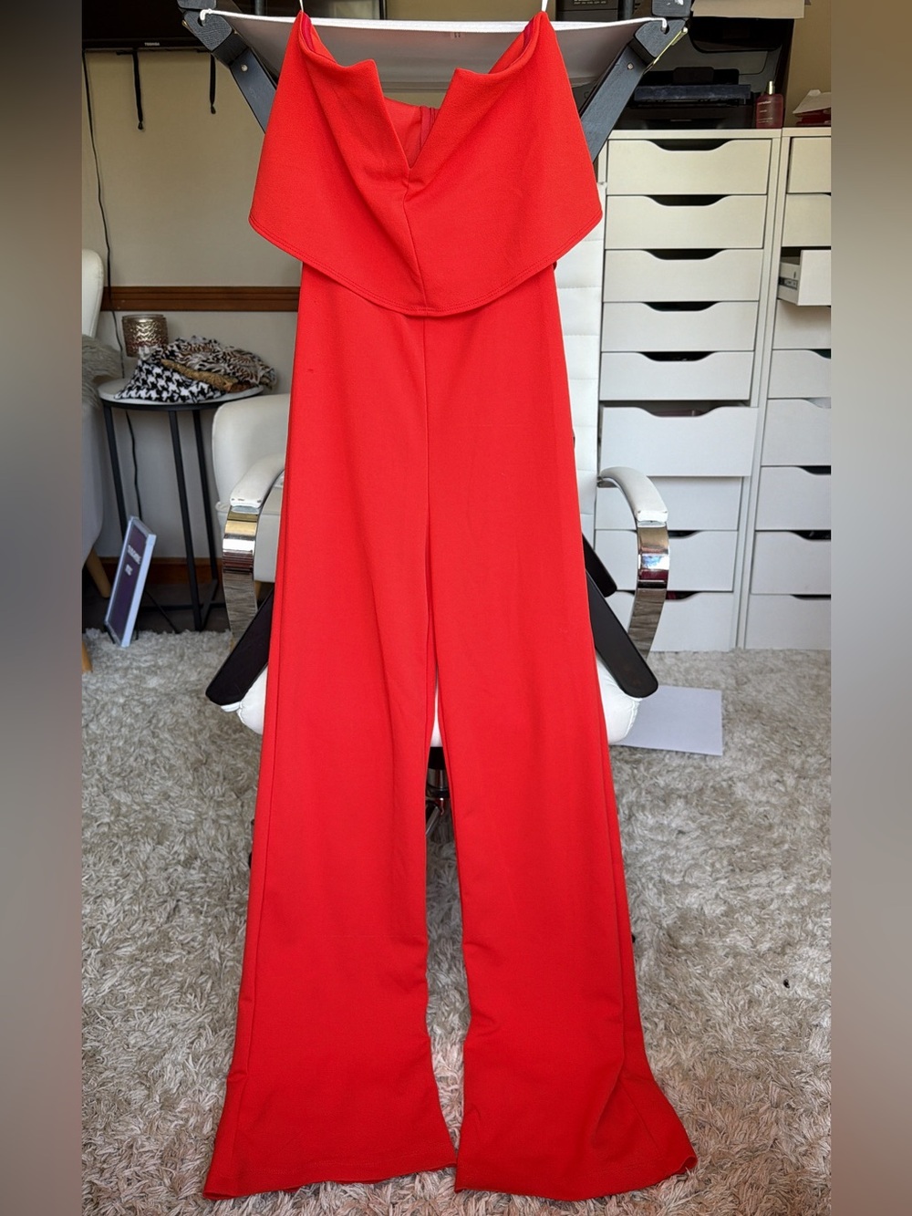 Lulus power of love red strapless jumpsuit